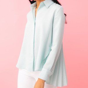 Tuckernuck Pleated Top Adele Sea Glass Blue Size XS NWT
